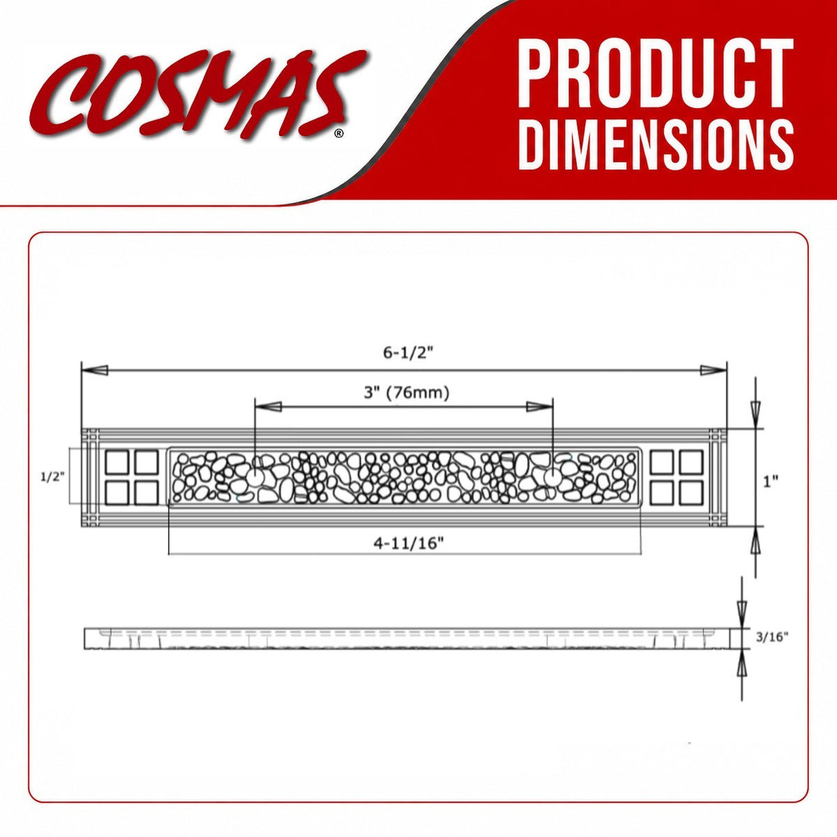 Cosmas 10554SN Satin Nickel Zinc Cabinet Pull Backplate