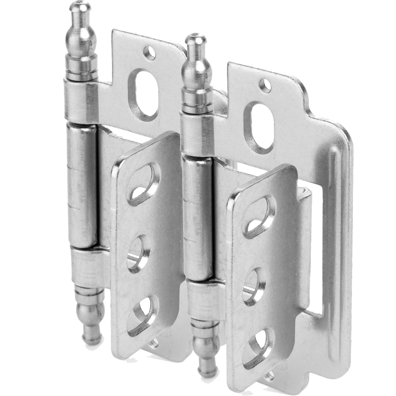Cosmas 14280-SN Satin Nickel 3/4" Full Inset Partial Wrap Ball Tip Cabinet Hinge (Pair)