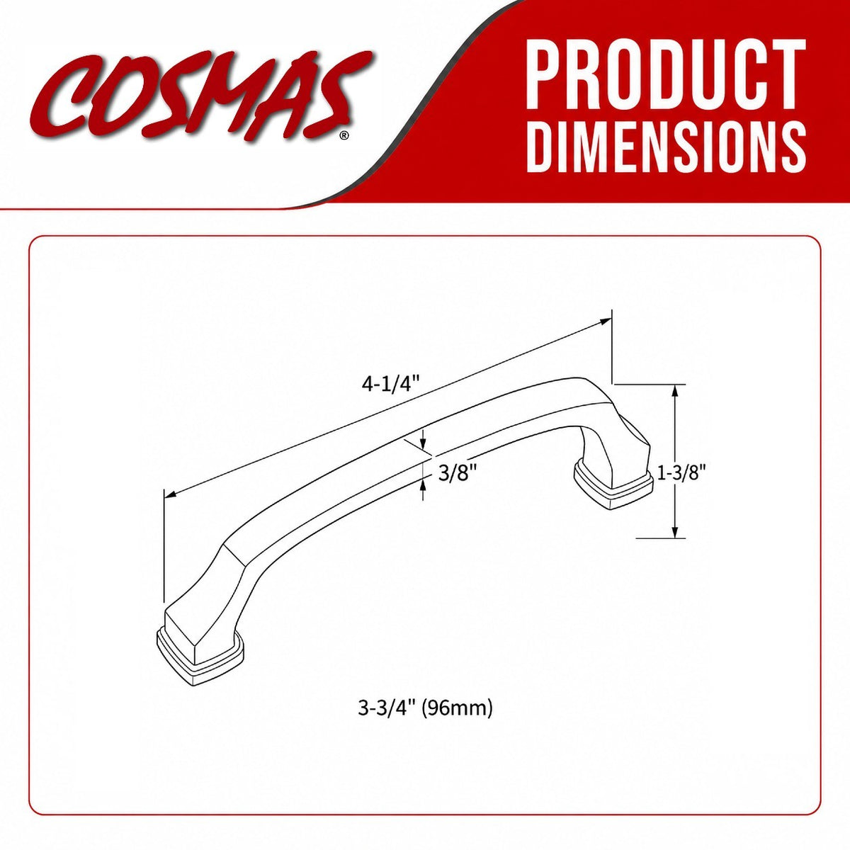 Cosmas 1489-96BG Brushed Gold Cabinet Pull