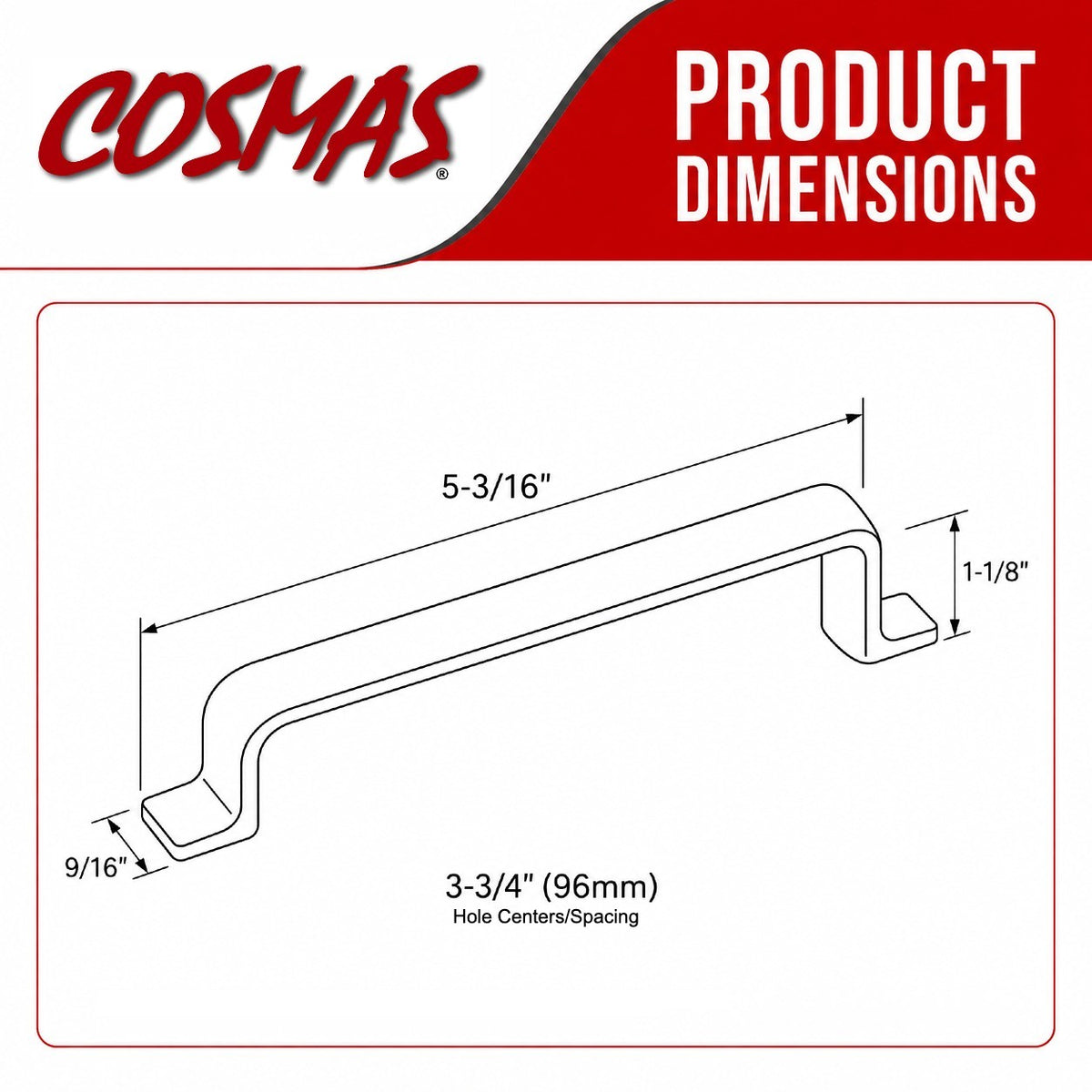 Cosmas 14901-96FB Flat Black Contemporary Cabinet Pull