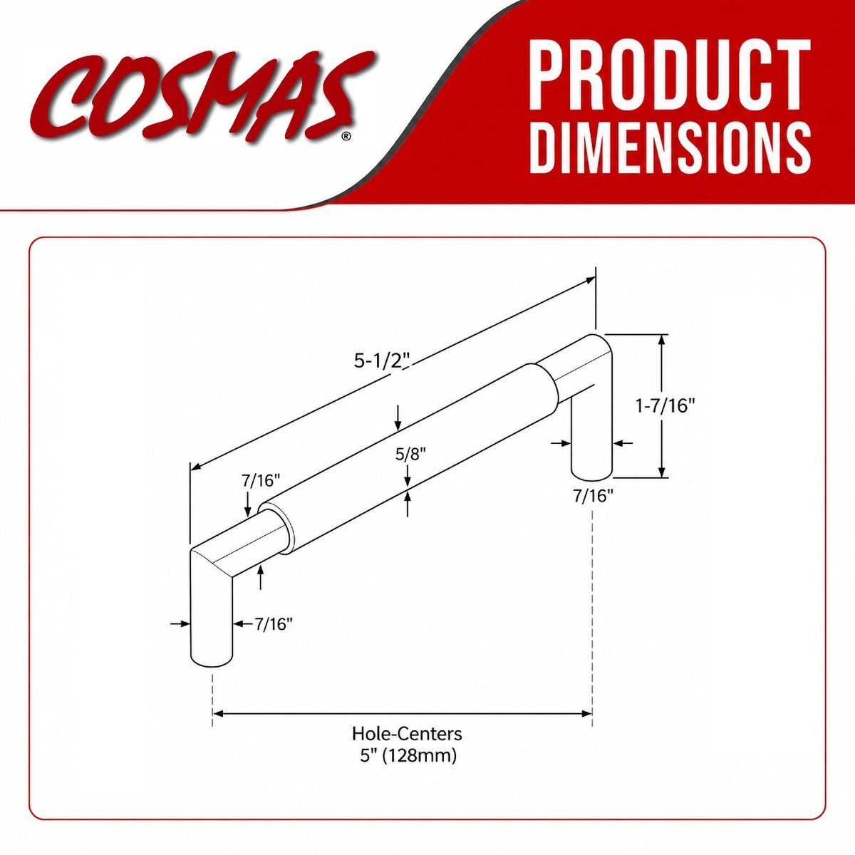 Cosmas 1500-128SN Satin Nickel Contemporary Style Bar Pull