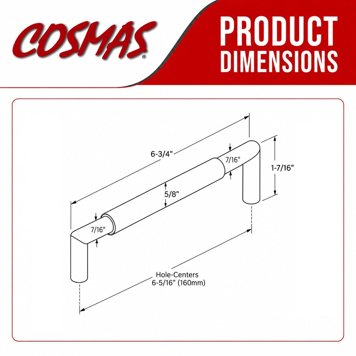 Cosmas 1500-160SN Satin Nickel Contemporary Style Bar Pull