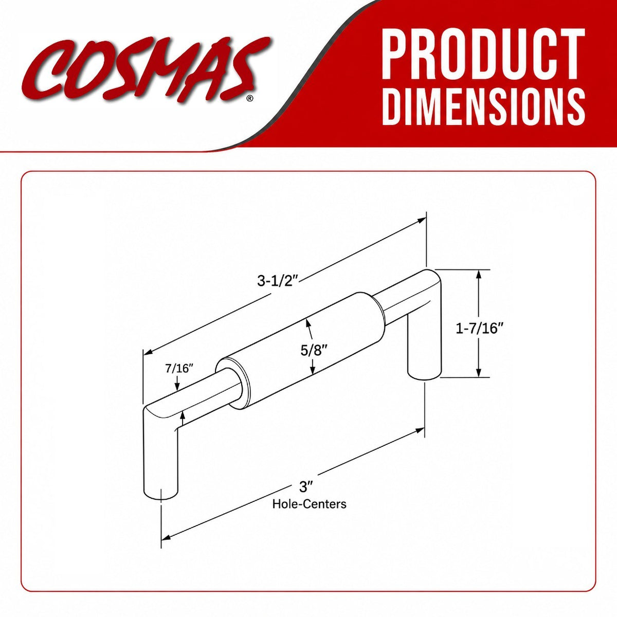 Cosmas 1500-3SN Satin Nickel Contemporary Style Bar Pull