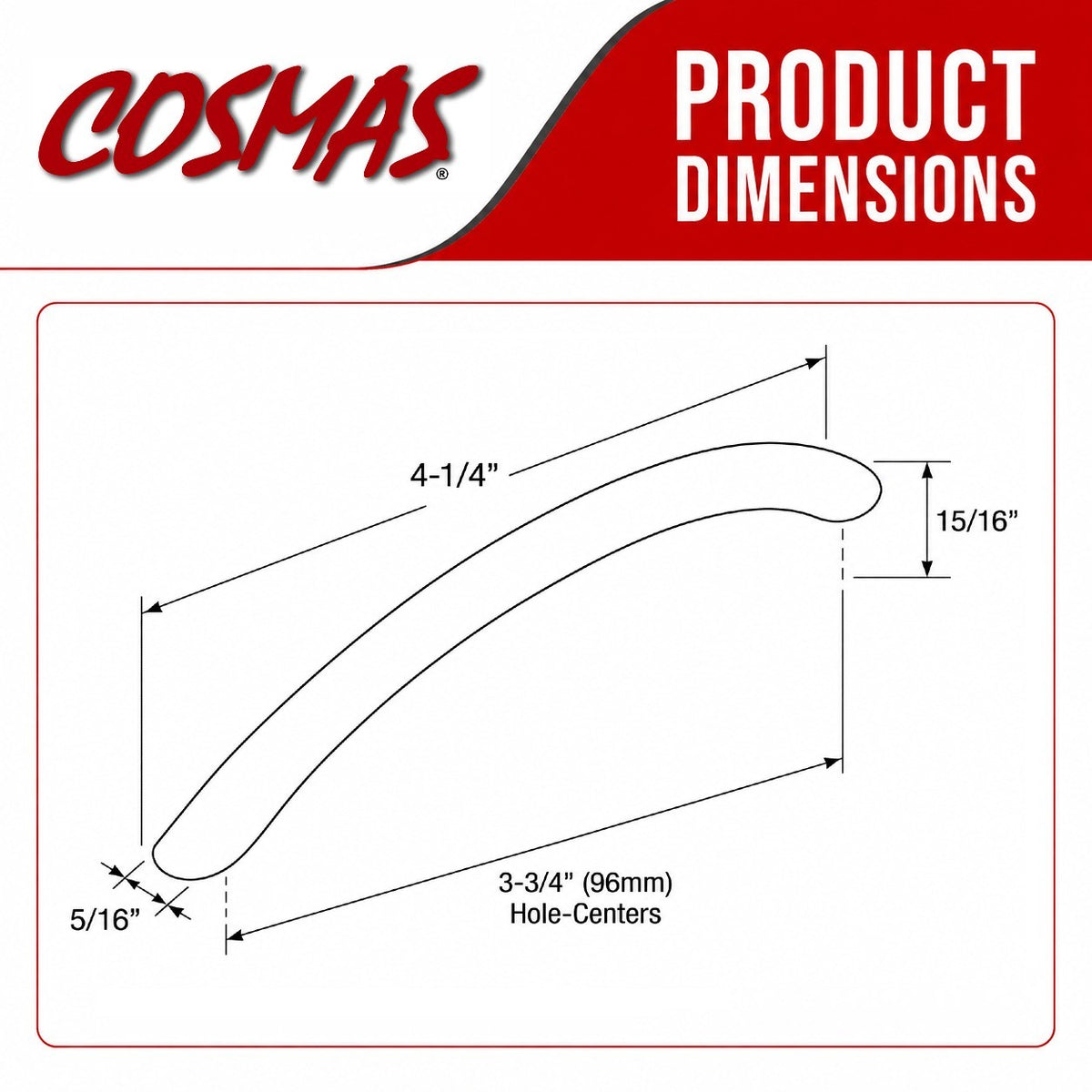 Cosmas 1722CH Polished Chrome Arch Cabinet Pull