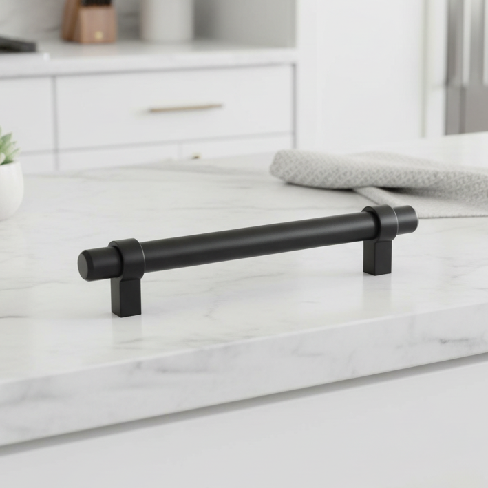 Cosmas 161-192FB Flat Black Cabinet Hardware Euro Style Bar Pull