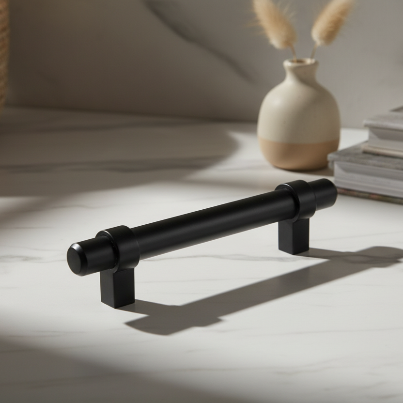 Cosmas 161-3.5FB Flat Black Cabinet Hardware Euro Style Bar Pull