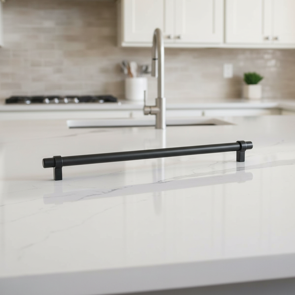 Cosmas 161-224FB Flat Black Cabinet Hardware Euro Style Bar Pull