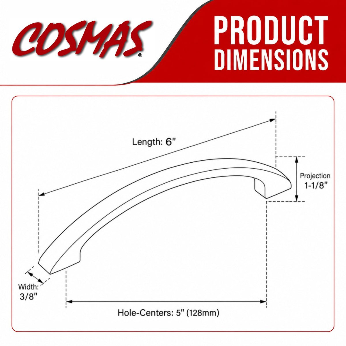 Cosmas 221-128SN Satin Nickel Cabinet Pull