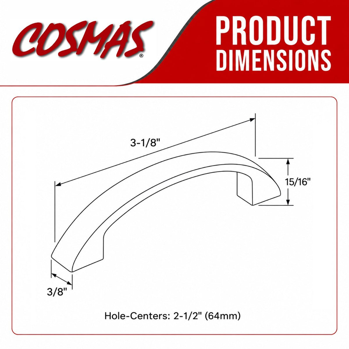 Cosmas 221-64SN Satin Nickel Cabinet Pull