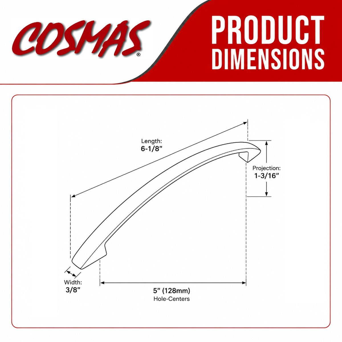 Cosmas 222-128ORB Oil Rubbed Bronze Arch Cabinet Pull