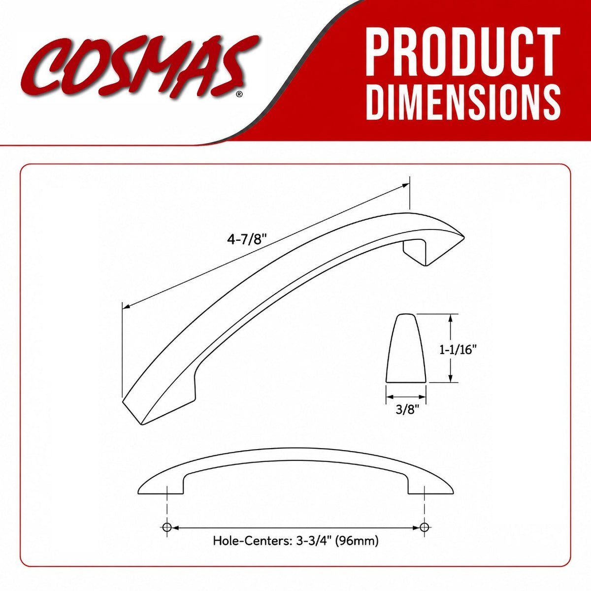 Cosmas 222-96ORB Oil Rubbed Bronze Arch Cabinet Pull