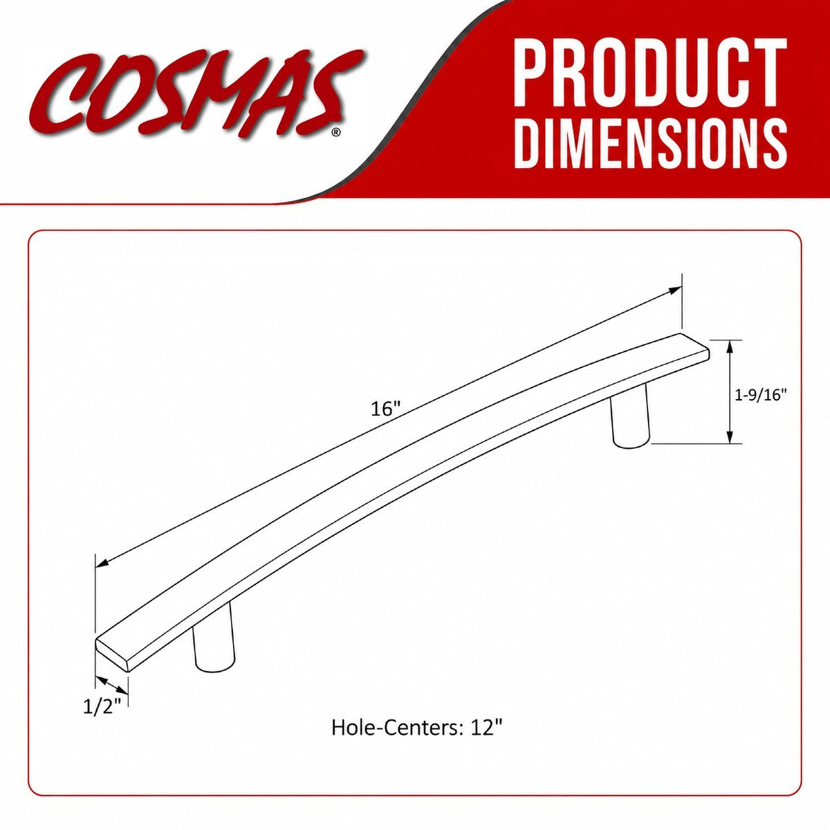 Cosmas 2363-12SN Satin Nickel Subtle Arch Appliance Pull