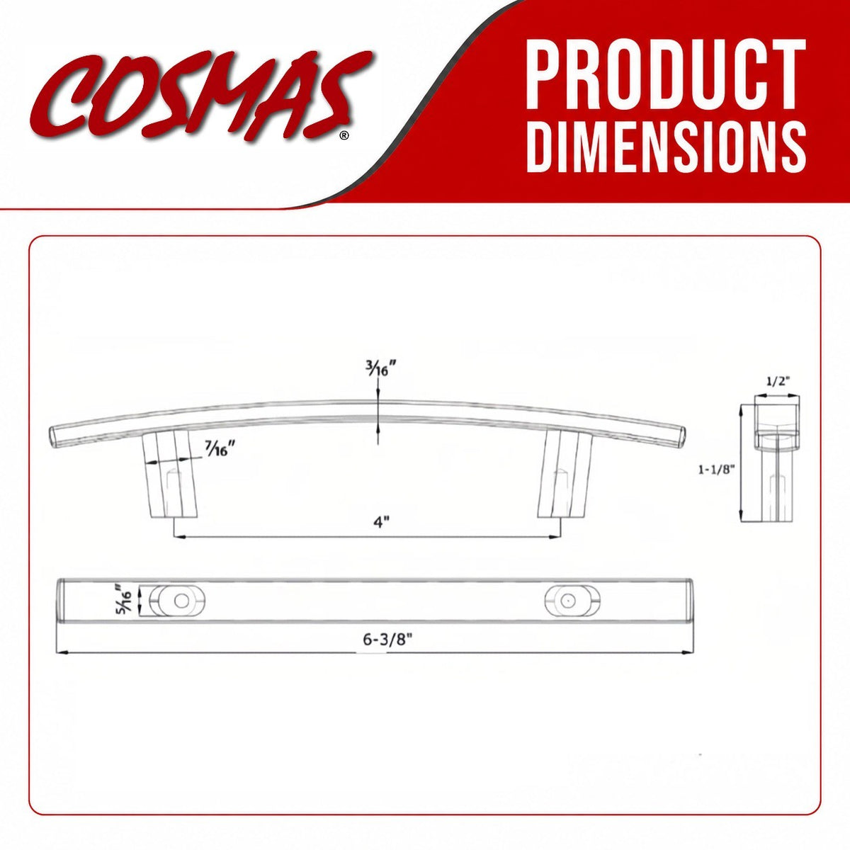 Cosmas 2363-4CH Polished Chrome Subtle Arch Cabinet Pull