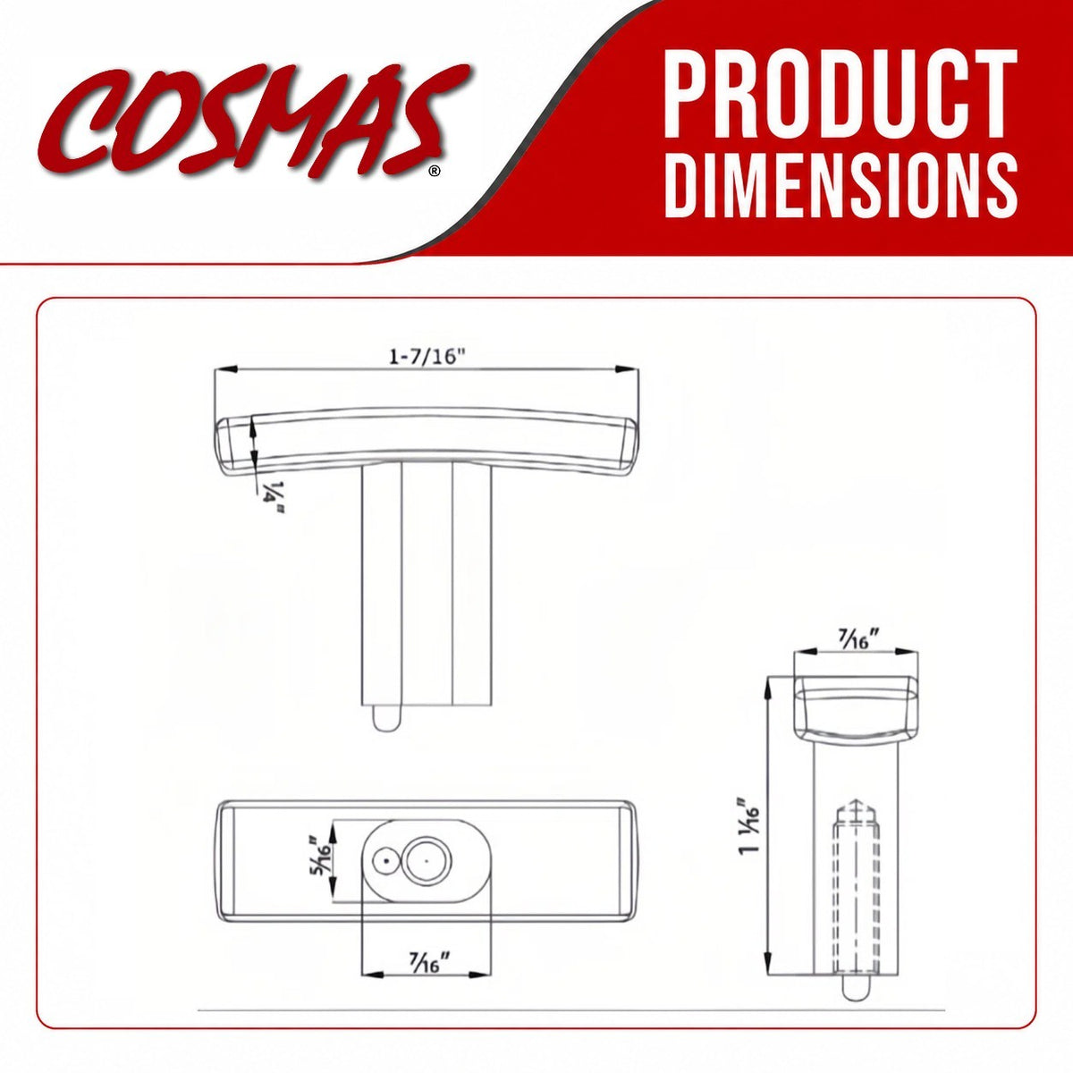 Cosmas 2363FB Flat Black Subtle Arch Cabinet T Knob