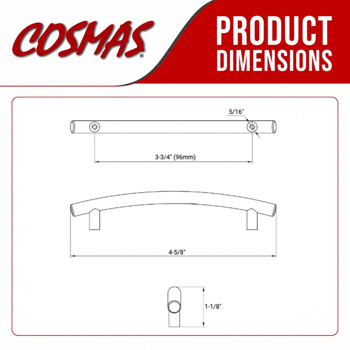 Cosmas 2992-96FB Flat Black Cabinet Pull