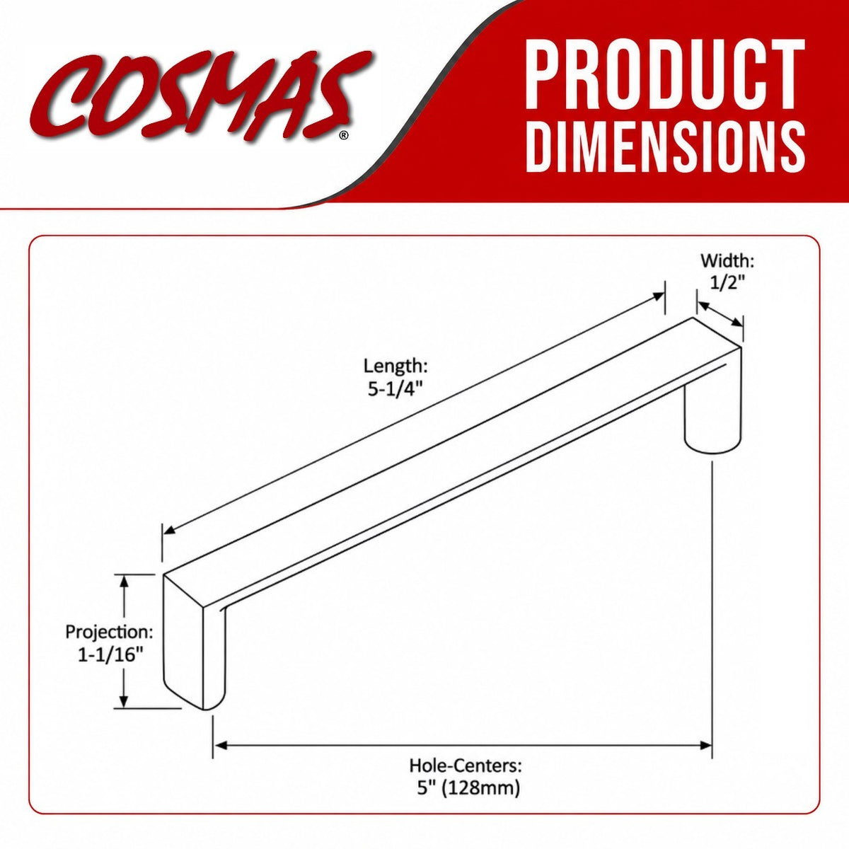 Cosmas 3133-128SN Satin Nickel Cabinet Pull
