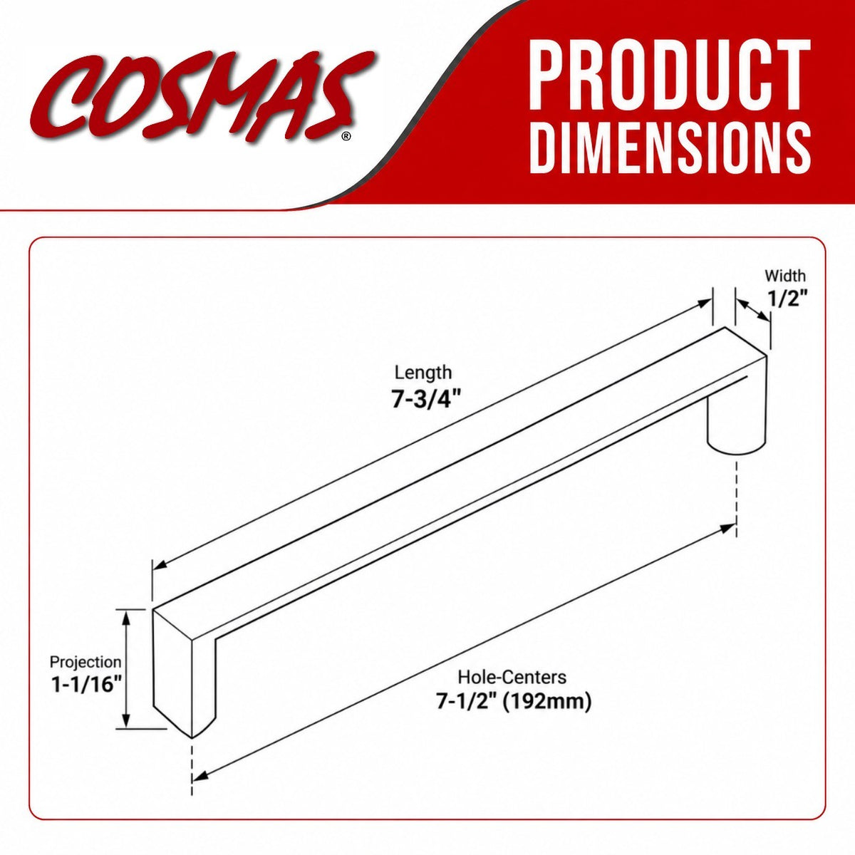 Cosmas 3133-192ORB Oil Rubbed Bronze Cabinet Pull