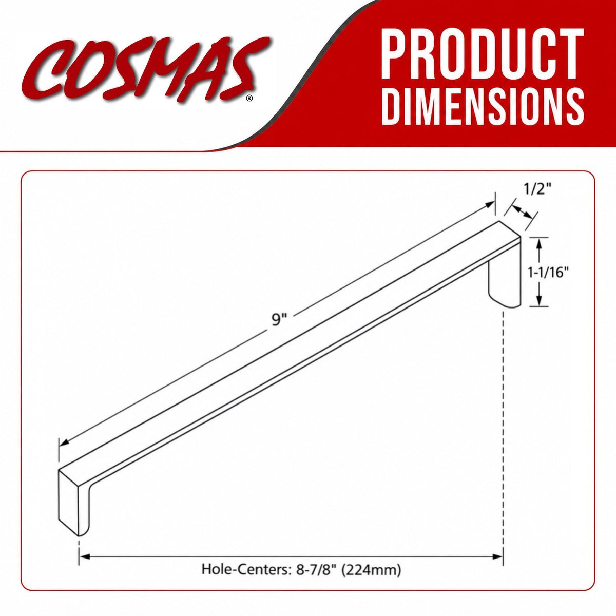 Cosmas 3133-224SN Satin Nickel Cabinet Pull