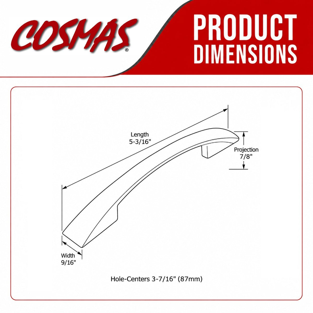 Cosmas 3200-87SN Satin Nickel Arch Cabinet Pull