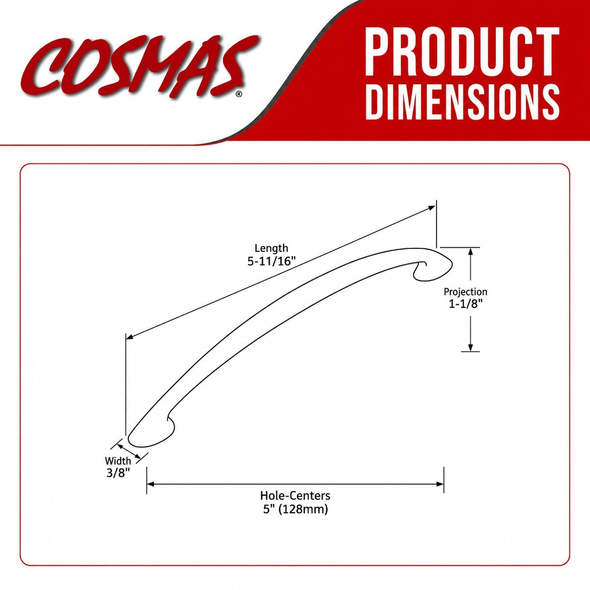 Cosmas 323-128ORB Oil Rubbed Bronze Arch Cabinet Pull