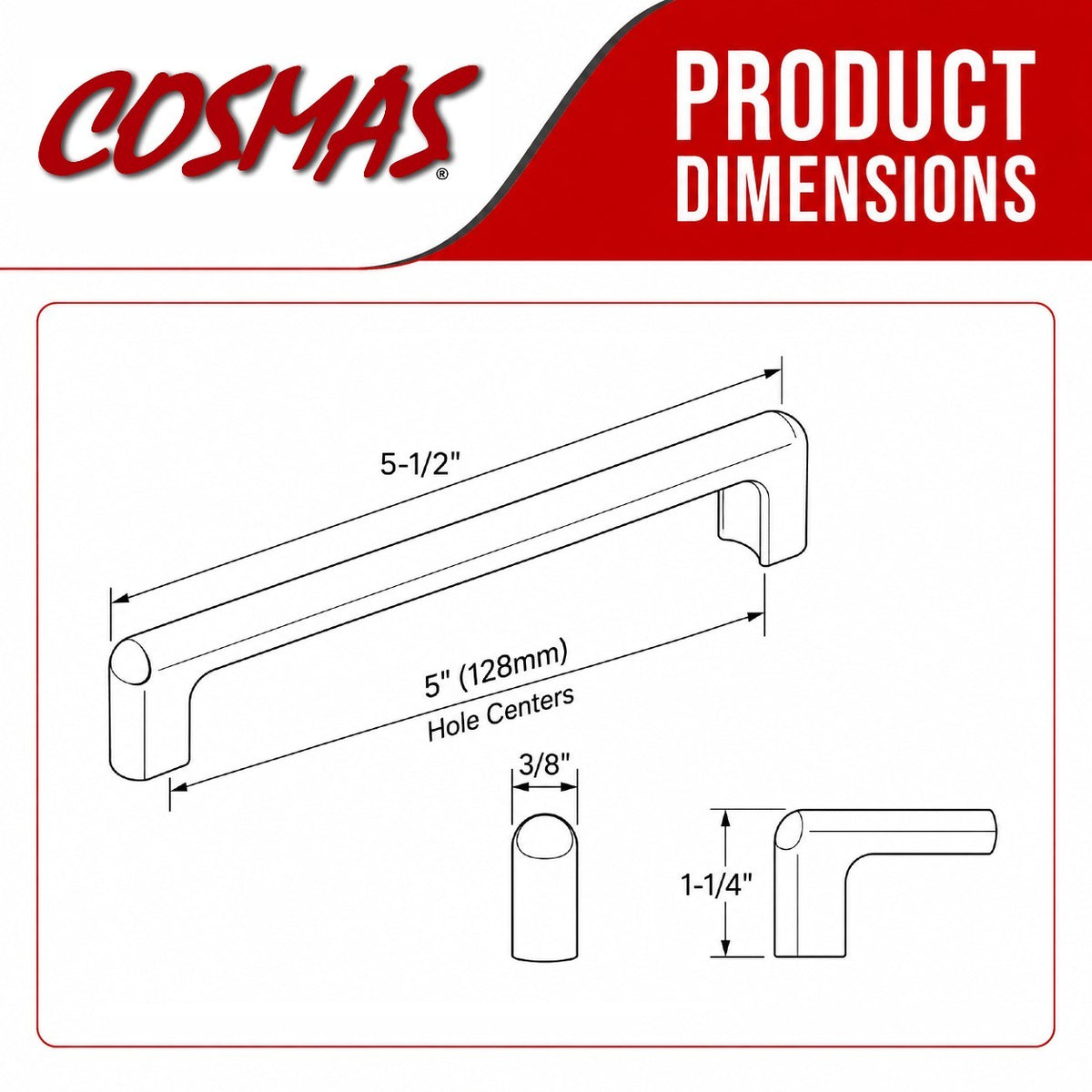 Cosmas 3304-128ORB Oil Rubbed Bronze Modern Contemporary Cabinet Pull