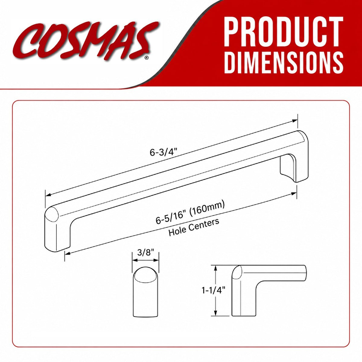 Cosmas 3304-160SN Satin Nickel Modern Contemporary Cabinet Pull