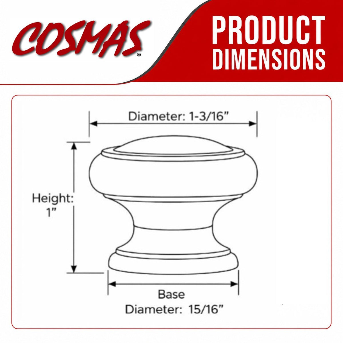 Cosmas 3317CH Polished Chrome Cabinet Knob