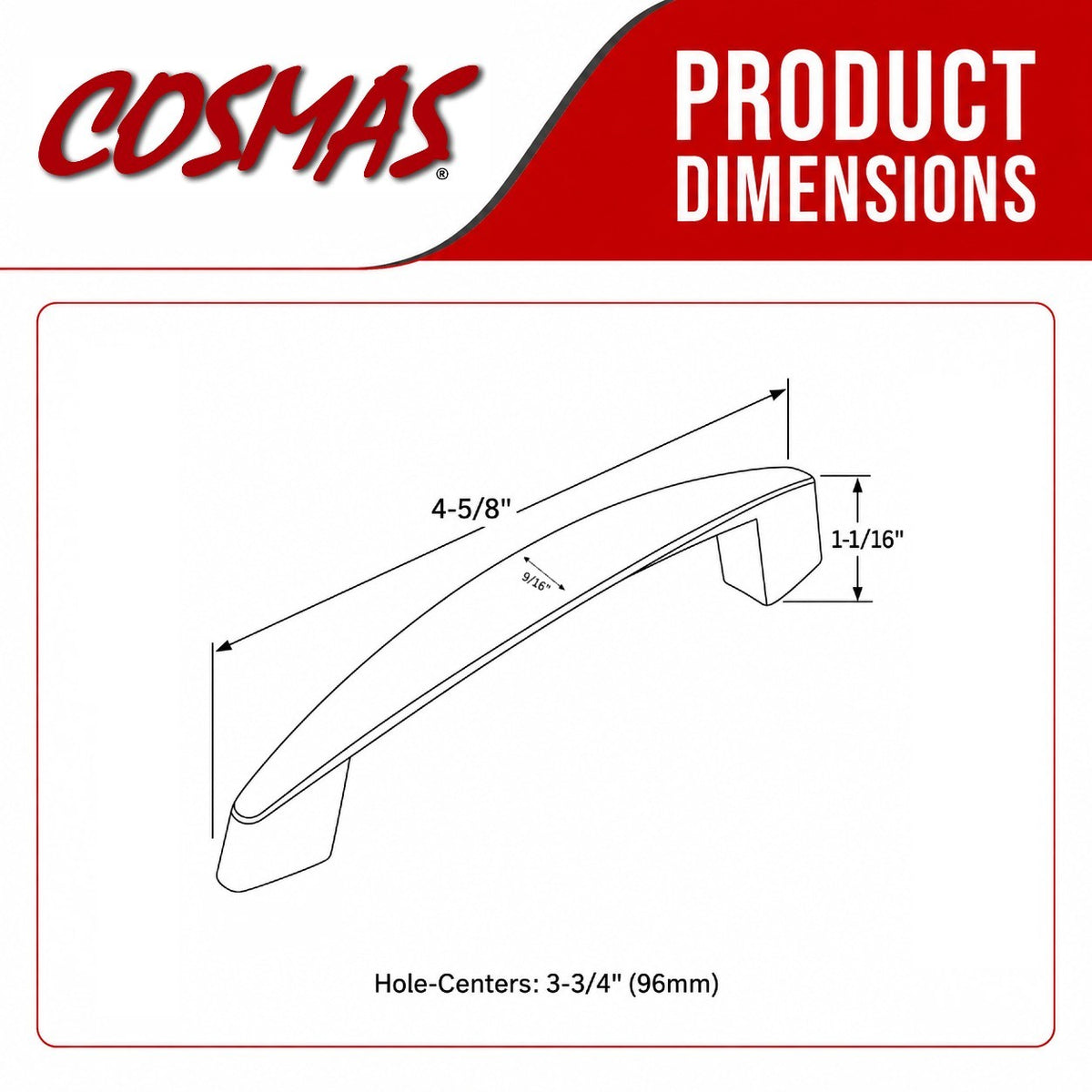 Cosmas 3335SN Satin Nickel Cabinet Pull