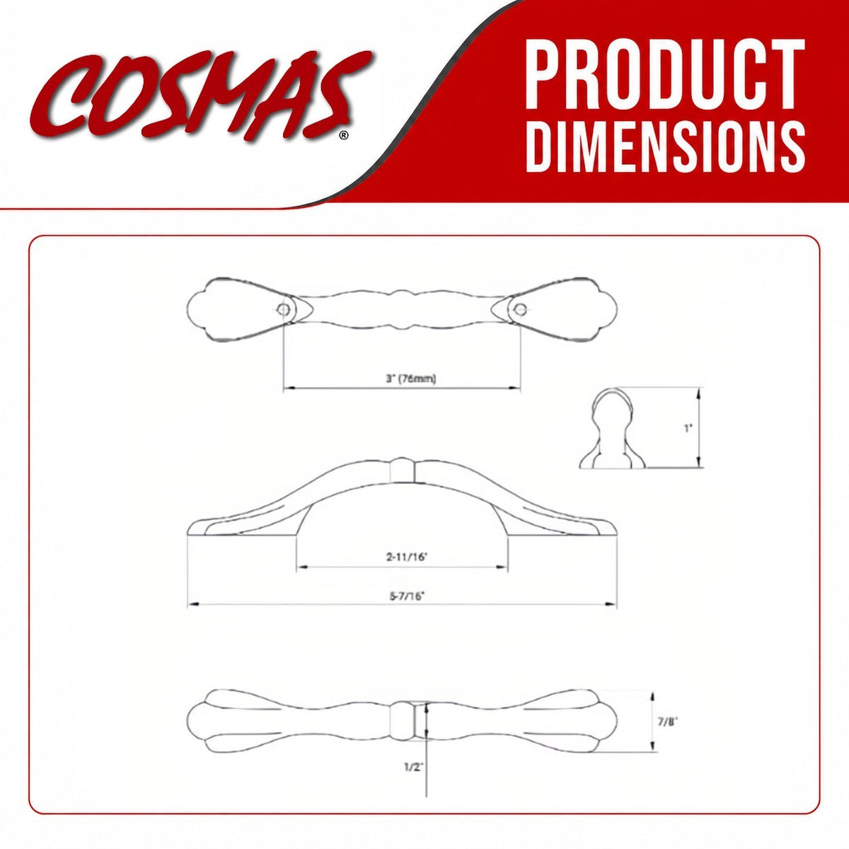 Cosmas 3631ORB Oil Rubbed Bronze Cabinet Pull
