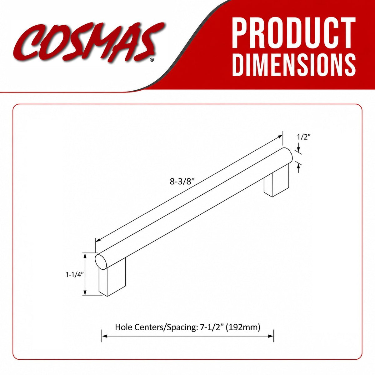 Cosmas 377-192SN Satin Nickel Contemporary Style Bar Pull