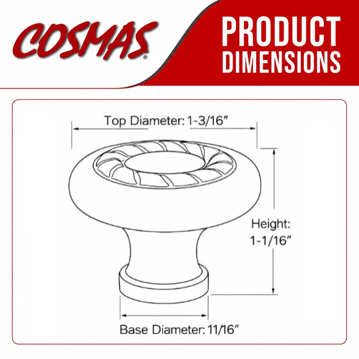 Cosmas 4113FB Flat Black Rope Cabinet Knob