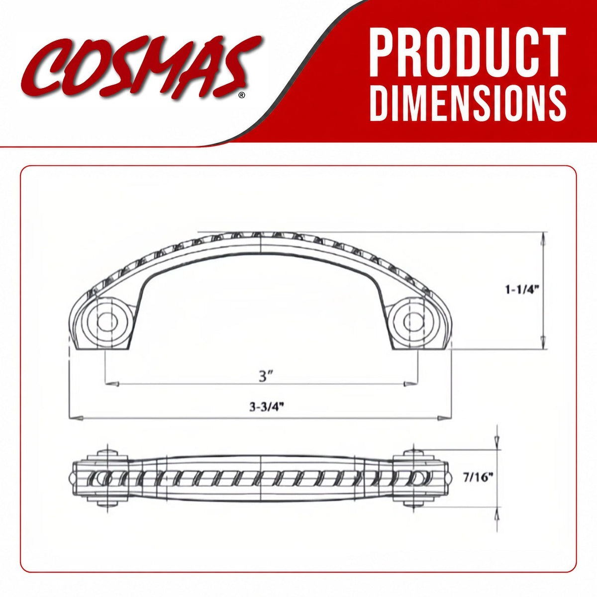 Cosmas 4114FB Flat Black Rope Cabinet Pull