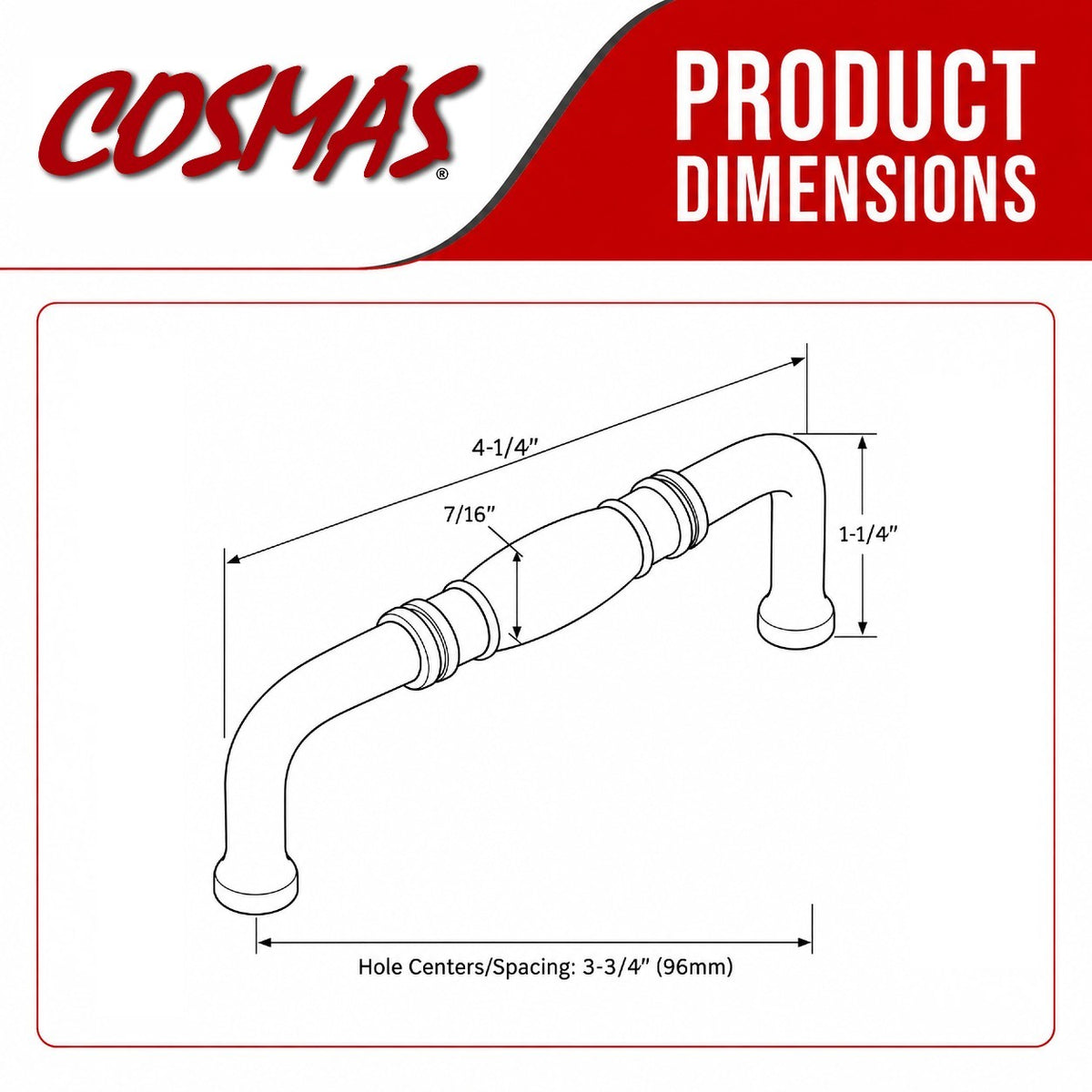 Cosmas 4313-96ORB Oil Rubbed Bronze Cabinet Pull