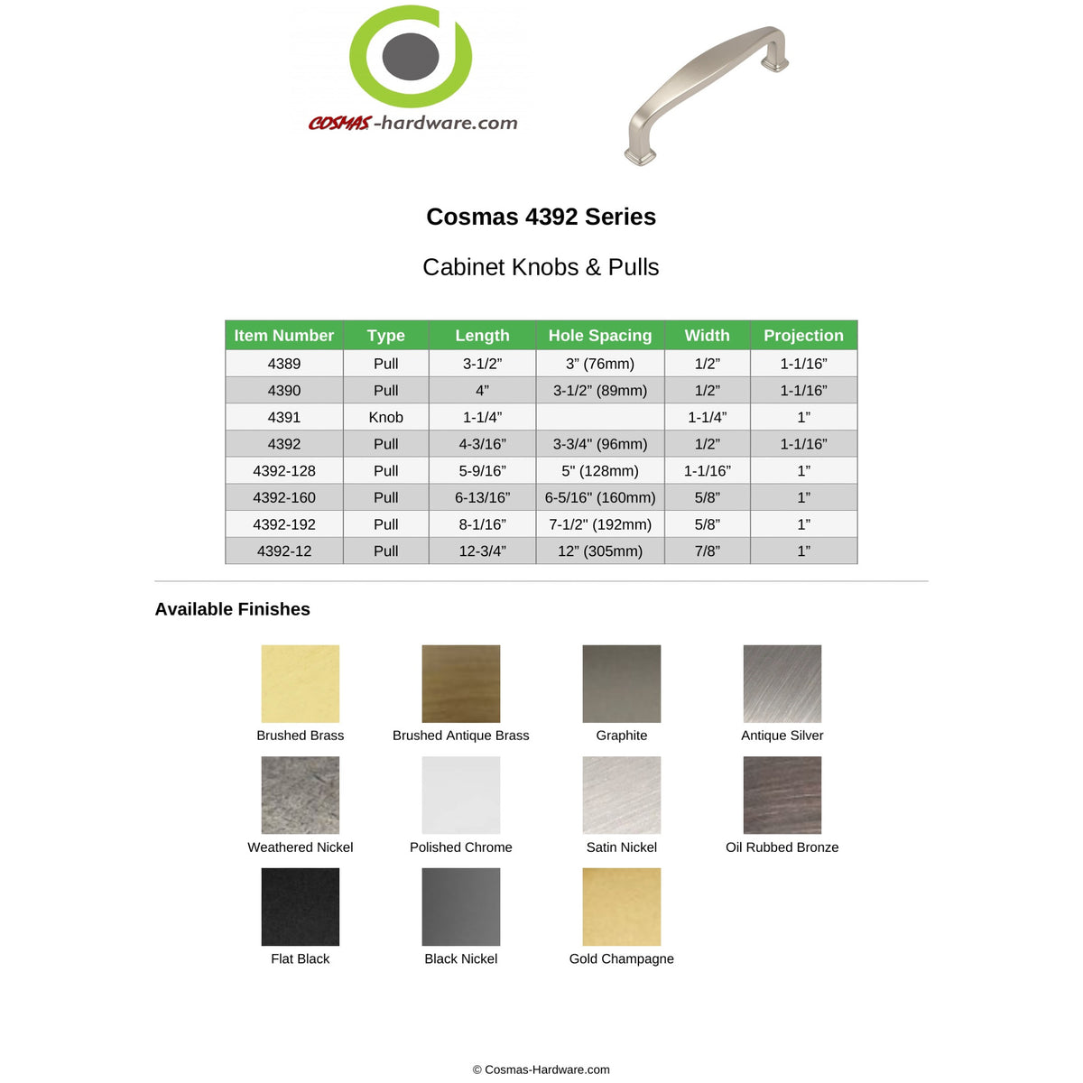 Cosmas 4392-128ORB Oil Rubbed Bronze Cabinet Pull