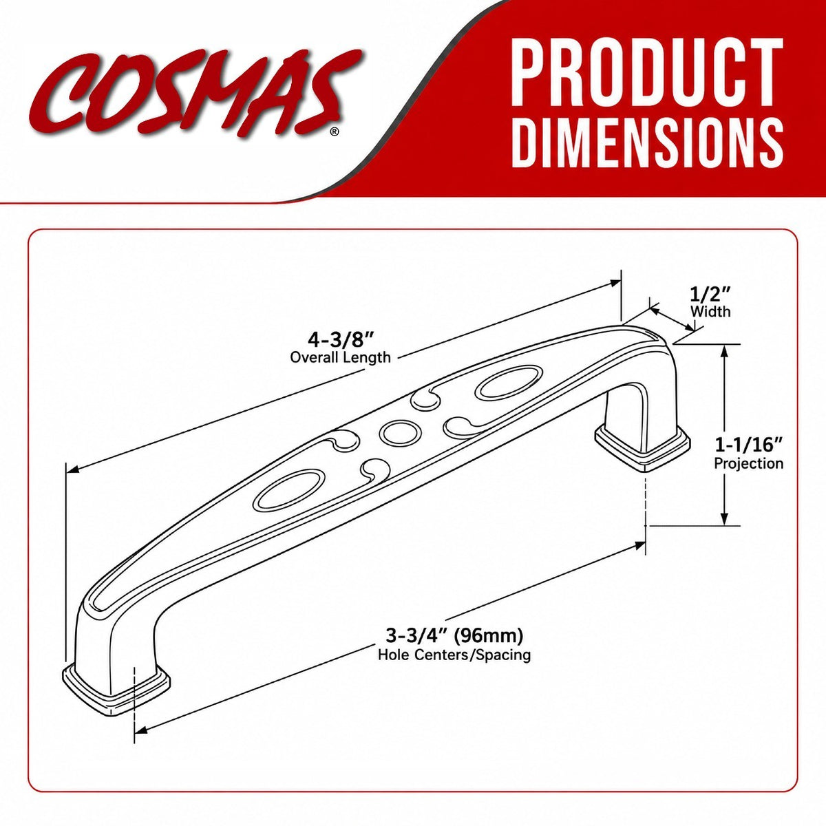 Cosmas 4394SN Satin Nickel Cabinet Pull