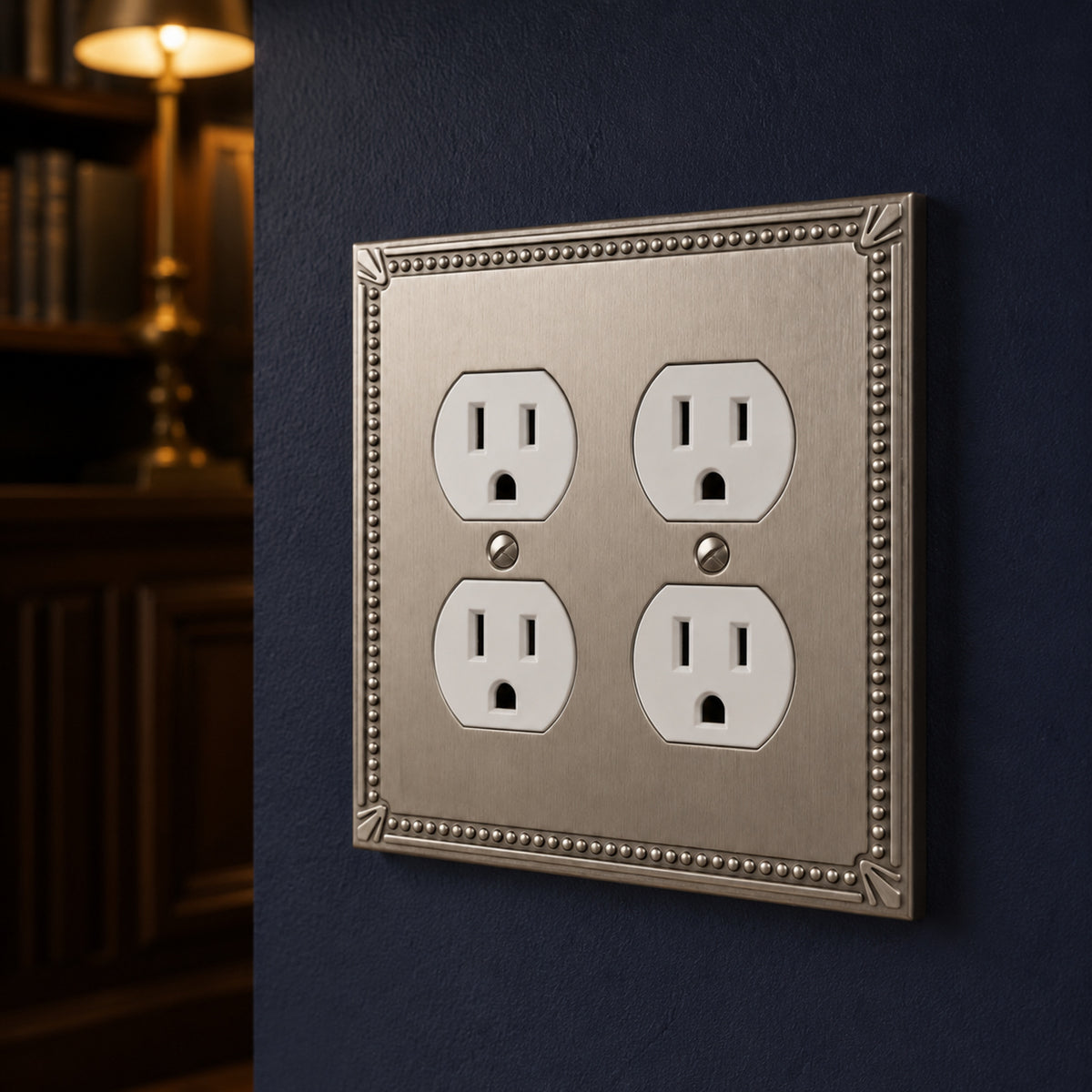 Cosmas 44013-SN Satin Nickel Double Duplex Outlet Wall Plate