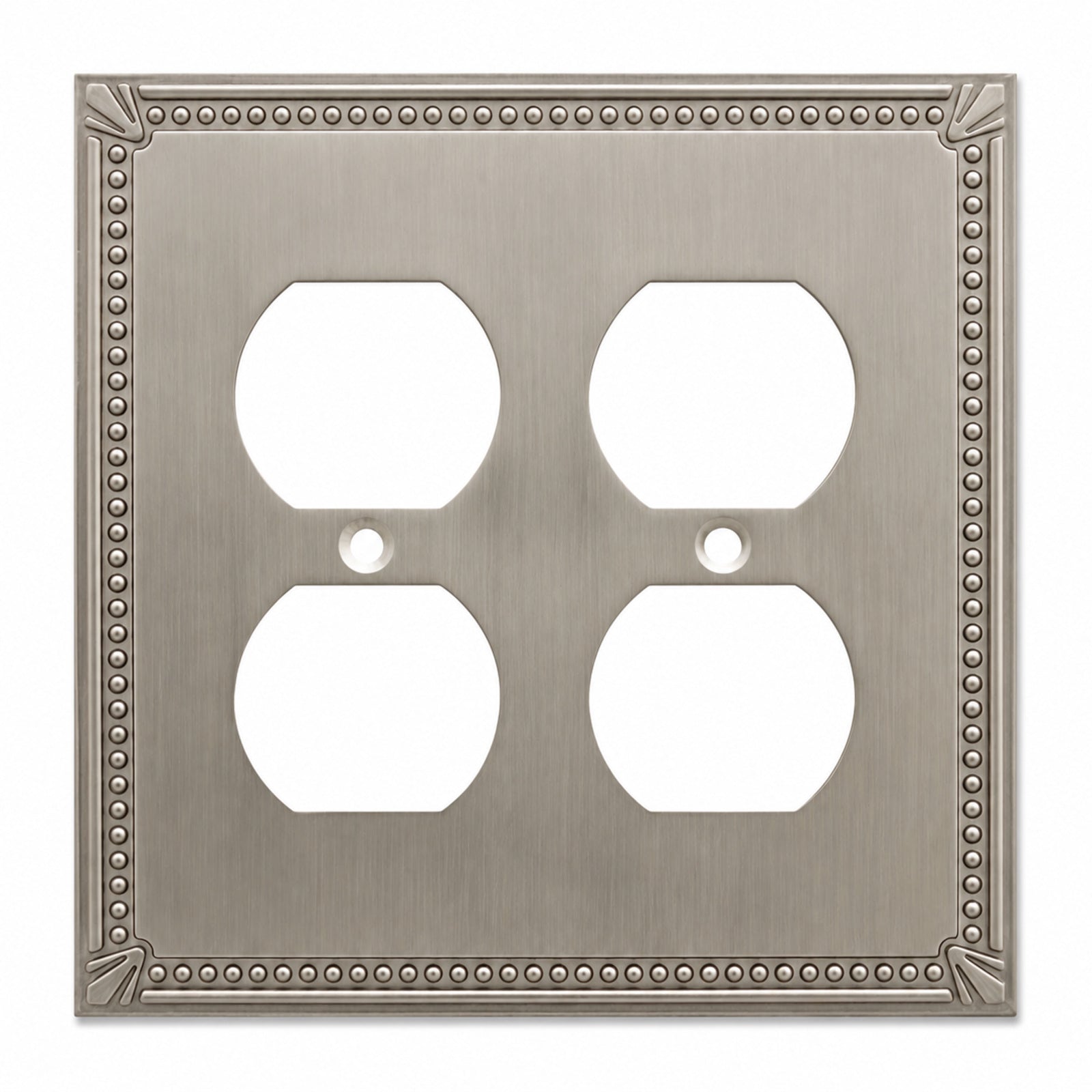 Cosmas 44013-SN Satin Nickel Double Duplex Outlet Wall Plate