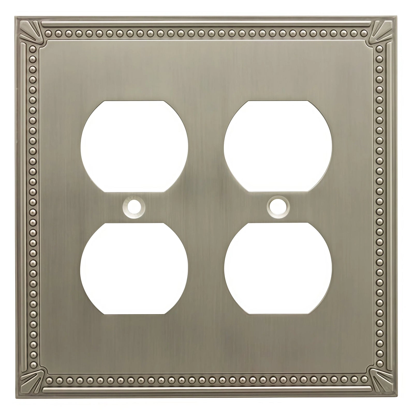 Cosmas 44013-SN Satin Nickel Double Duplex Outlet Wall Plate