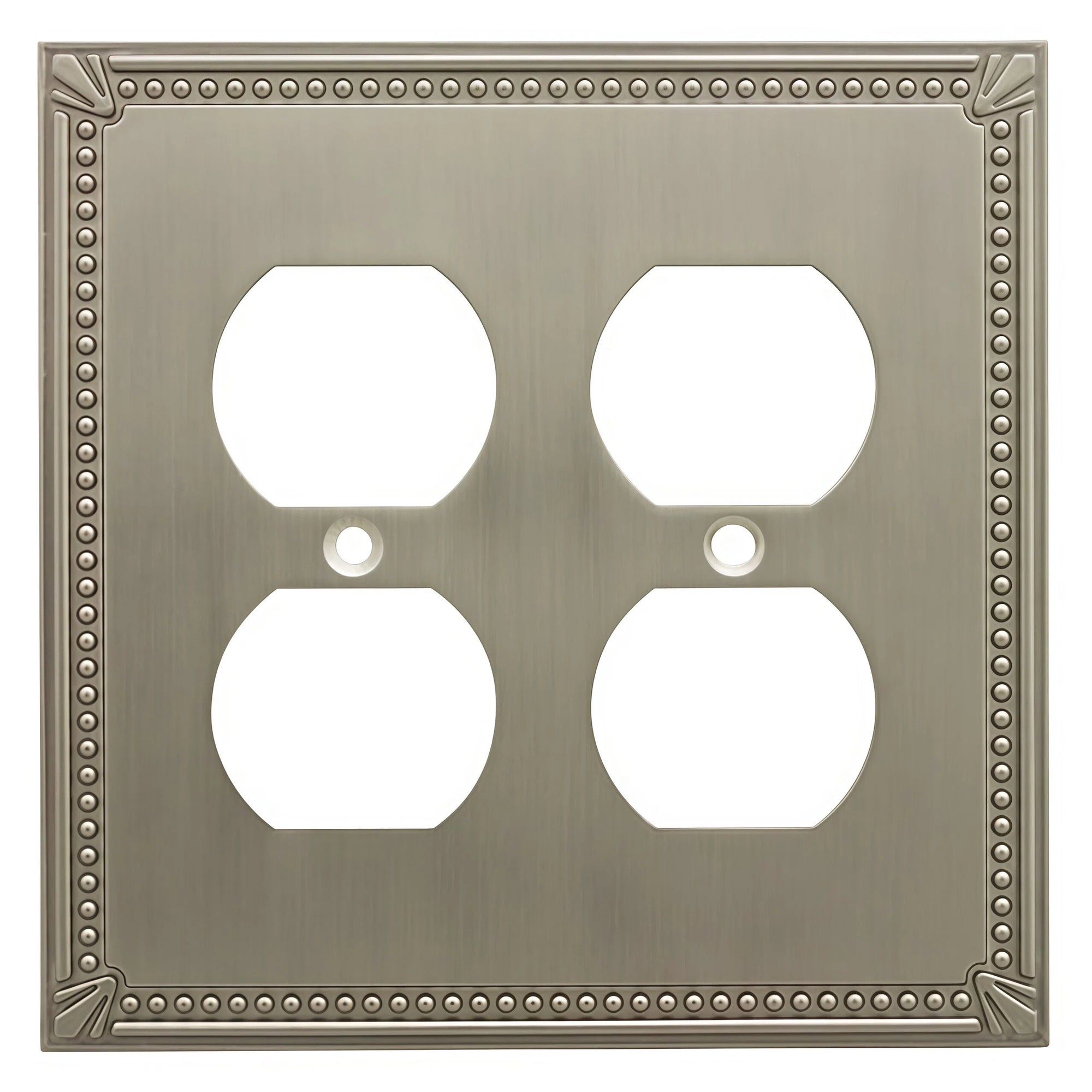Cosmas 44013-SN Satin Nickel Double Duplex Outlet Wall Plate