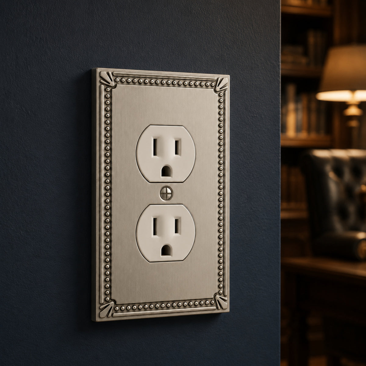 Cosmas 44018-SN Satin Nickel Single Duplex Outlet Wall Plate