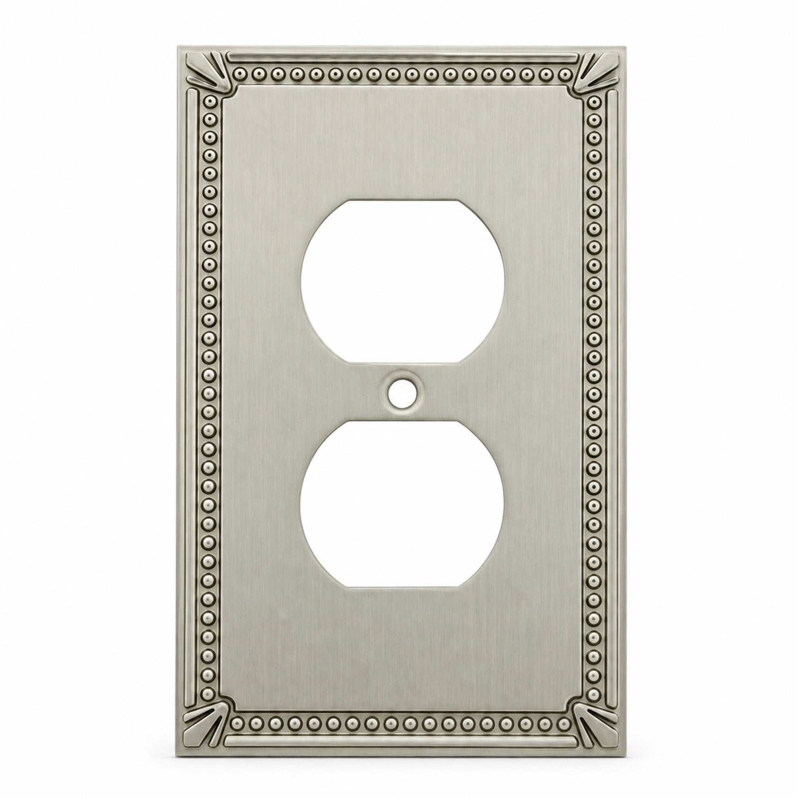Cosmas 44018-SN Satin Nickel Single Duplex Outlet Wall Plate