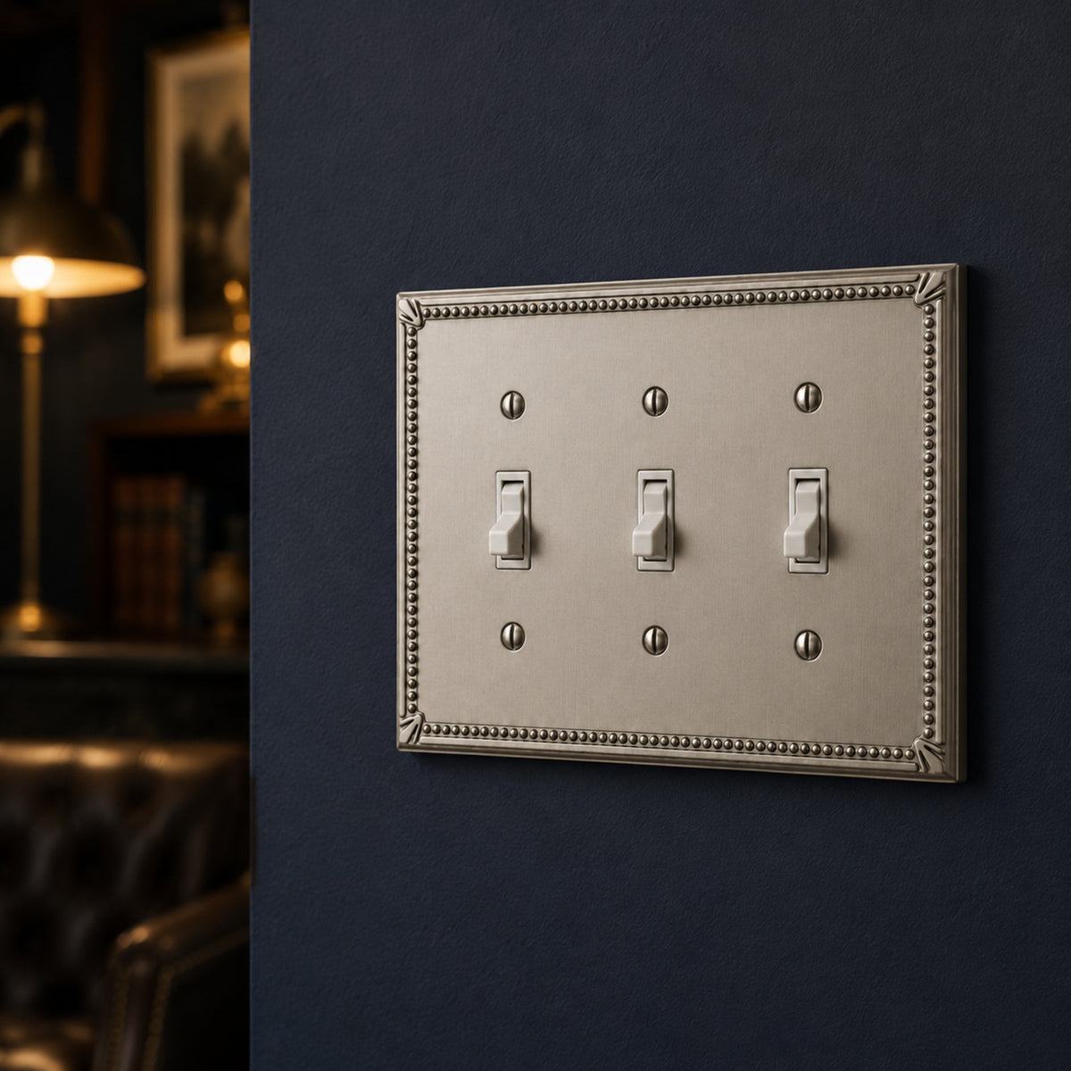 Cosmas 44032-SN Satin Nickel Triple Toggle Switchplate Cover