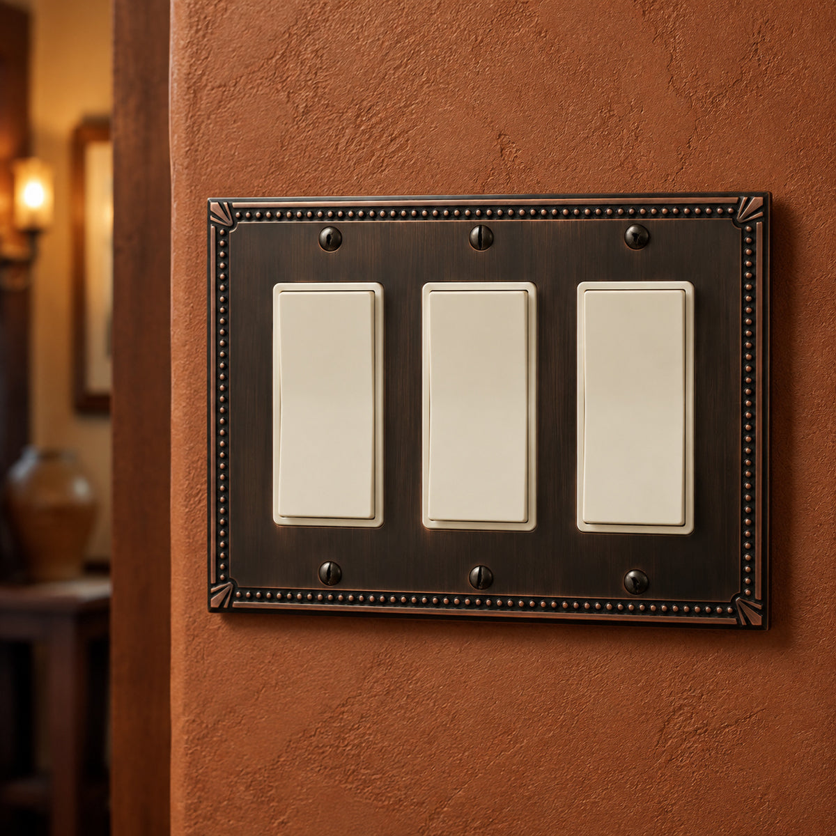 Cosmas 44095-ORB Oil Rubbed Bronze Triple GFCI / Decora Wall Plate