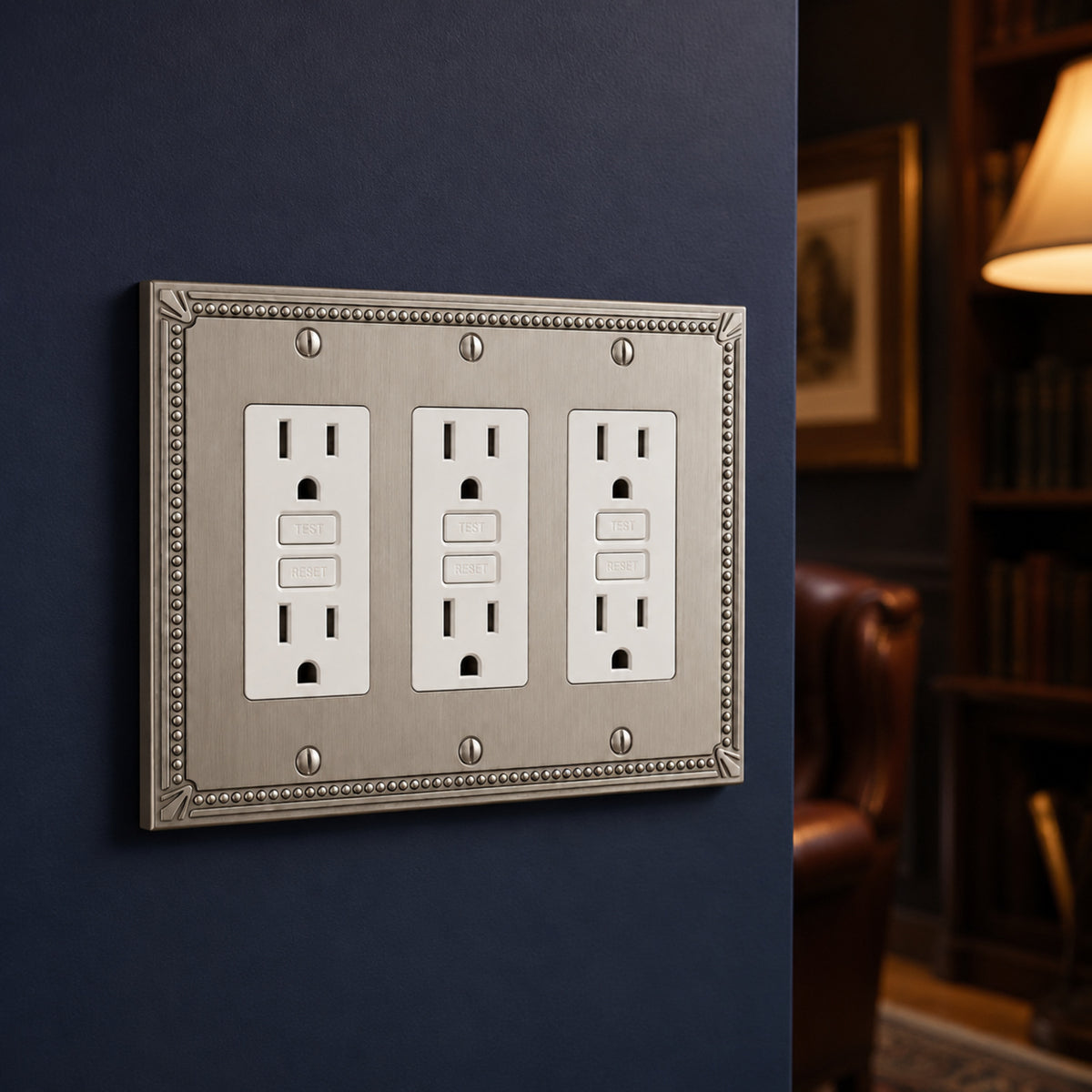 Cosmas 44095-SN Satin Nickel Triple GFCI / Decora Wall Plate