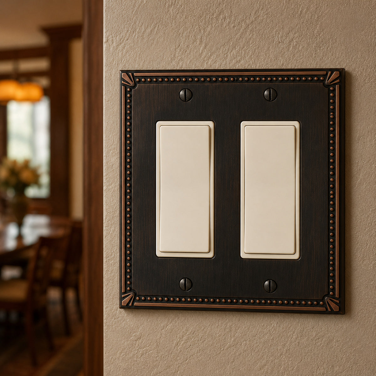 Cosmas 44098-ORB Oil Rubbed Bronze Double GFCI / Decora Wall Plate