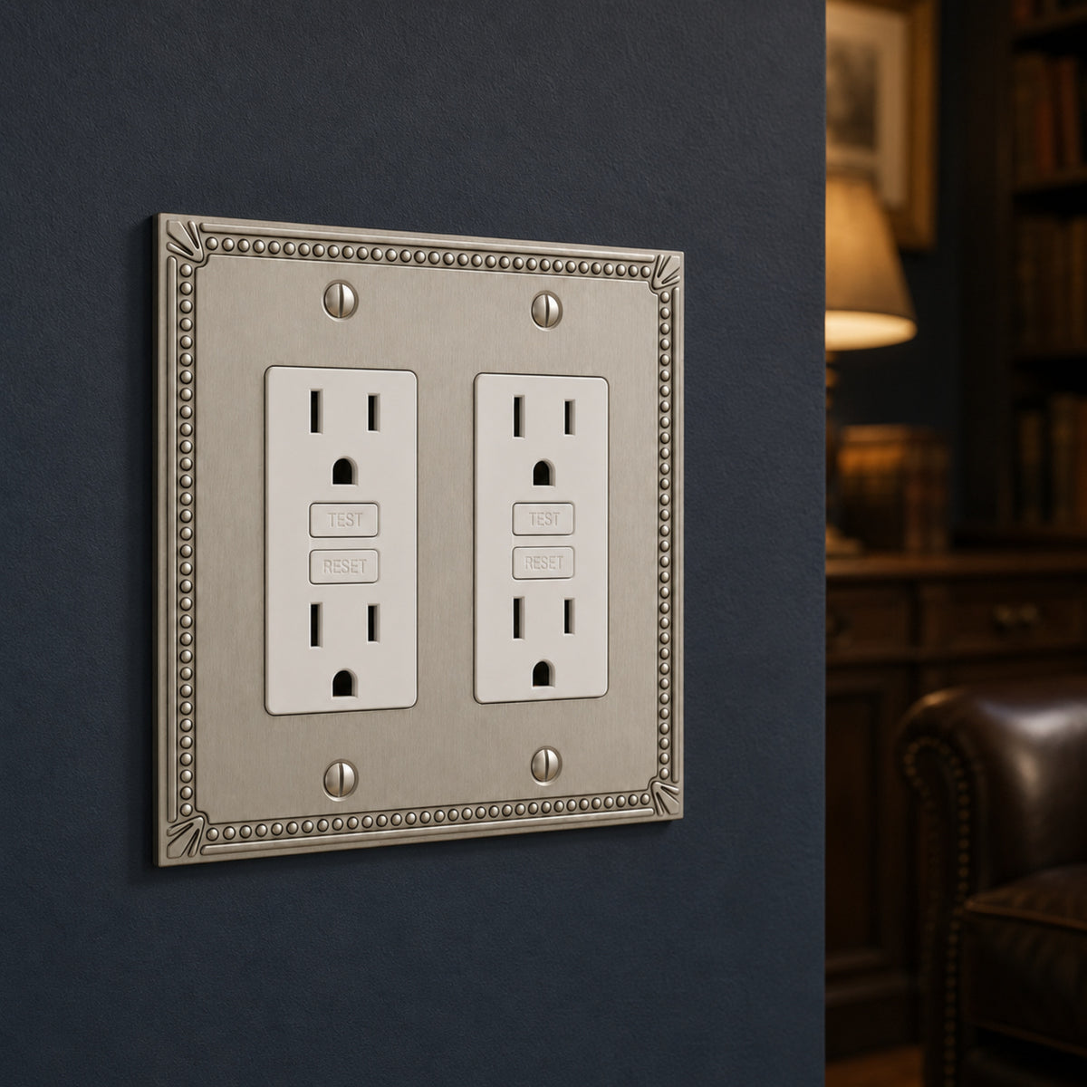Cosmas 44098-SN Satin Nickel Double GFCI / Decora Wall Plate