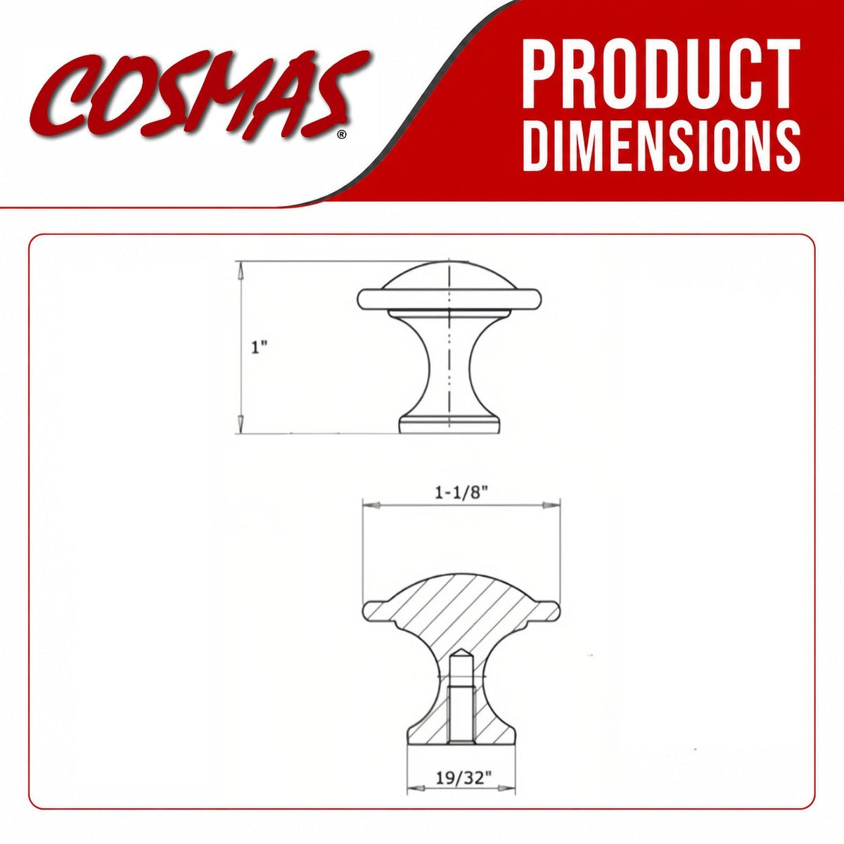 Cosmas 4539CH Polished Chrome Cabinet Knob