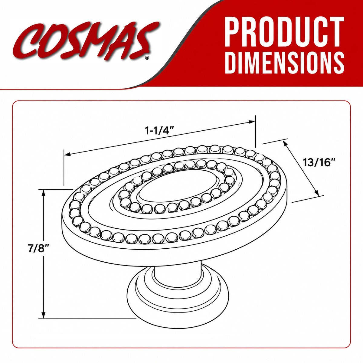 Cosmas 4886ORB Oil Rubbed Bronze Oval Beaded Cabinet Knob