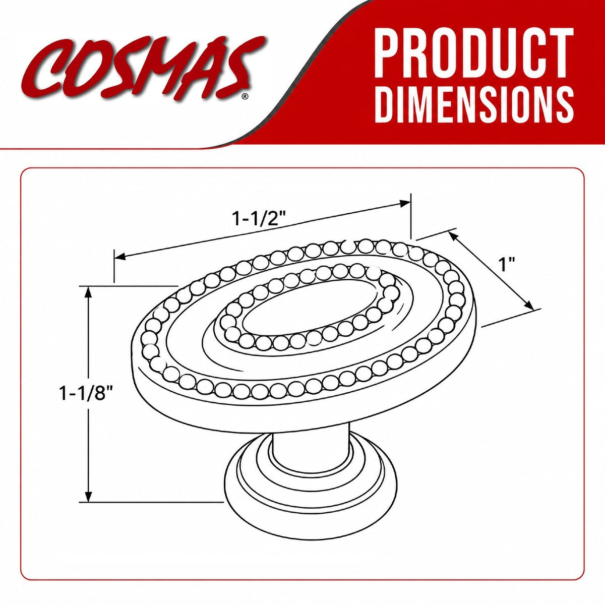 Cosmas 4888ORB Oil Rubbed Bronze Oval Beaded Cabinet Knob