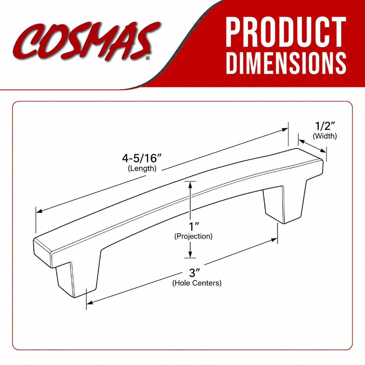 Cosmas 5235SN Satin Nickel Contemporary Arch Cabinet Pull